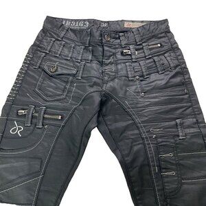 J Rag Famous Denim Jeans Mens 32 Black JR3163 Button Fly Grunge Gothic Moto